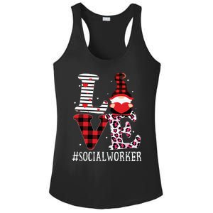 Social Worker Love Women Leopard Appreciation Valentine Ladies PosiCharge Competitor Racerback Tank