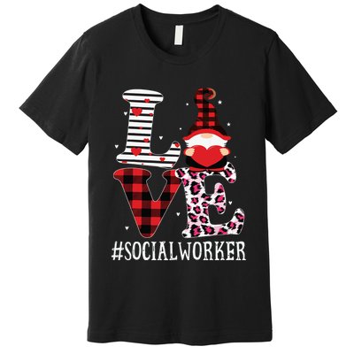 Social Worker Love Women Leopard Appreciation Valentine Premium T-Shirt