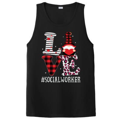 Social Worker Love Women Leopard Appreciation Valentine PosiCharge Competitor Tank