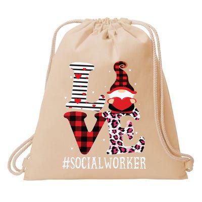 Social Worker Love Women Leopard Appreciation Valentine Drawstring Bag