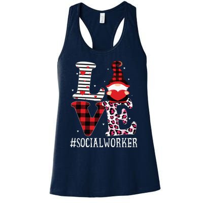 Social Worker Love Women Leopard Appreciation Valentine Women's Racerback Tank