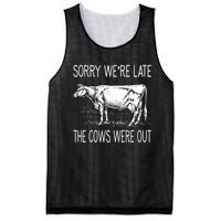 Sorry WeRe Late The Cows Were Out Funny Cow Mesh Reversible Basketball Jersey Tank