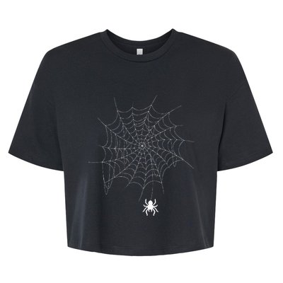 Spider Web Lazy DIY Halloween Costume Spooky Insect Bella+Canvas Jersey Crop Tee