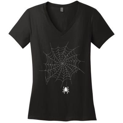 Spider Web Lazy DIY Halloween Costume Spooky Insect Women's V-Neck T-Shirt