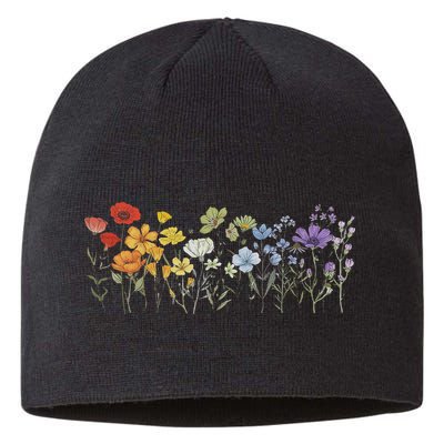 Subtle Wildflowers Lgbtq Month Rainbow Florals Sustainable Beanie