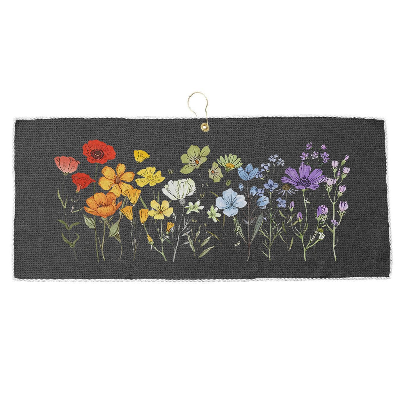Subtle Wildflowers Lgbtq Month Rainbow Florals Large Microfiber Waffle Golf Towel