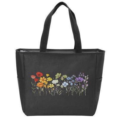 Subtle Wildflowers Lgbtq Month Rainbow Florals Zip Tote Bag