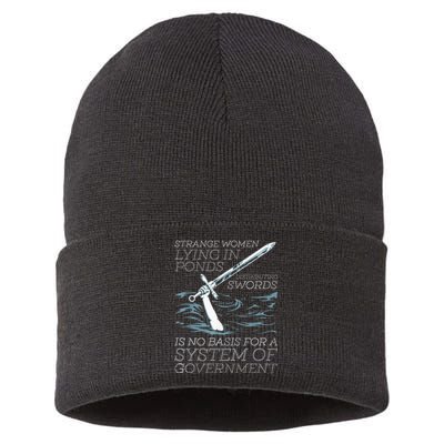 Strange Women Lying In Ponds Distributing Swords Sustainable Knit Beanie