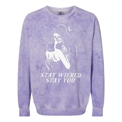 Stay Weird Lazy Halloween Costume Funny Skeleton Skull Bones Colorblast Crewneck Sweatshirt