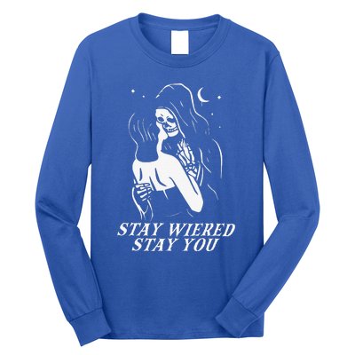 Stay Weird Lazy Halloween Costume Funny Skeleton Skull Bones Long Sleeve Shirt