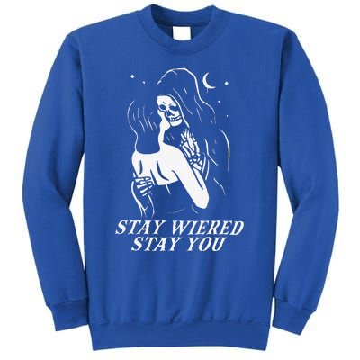 Stay Weird Lazy Halloween Costume Funny Skeleton Skull Bones Sweatshirt