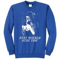 Stay Weird Lazy Halloween Costume Funny Skeleton Skull Bones Tall Sweatshirt