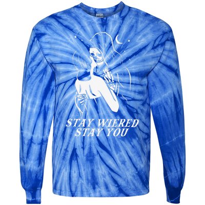 Stay Weird Lazy Halloween Costume Funny Skeleton Skull Bones Tie-Dye Long Sleeve Shirt