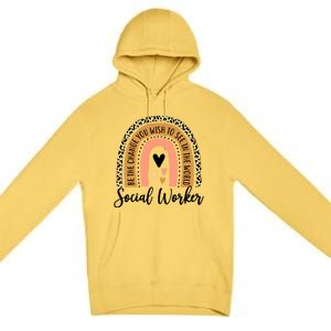 Social Worker Leopard Rainbow Funny Work Love Great Gift Premium Pullover Hoodie