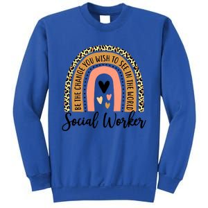 Social Worker Leopard Rainbow Funny Work Love Great Gift Sweatshirt