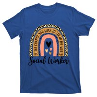 Social Worker Leopard Rainbow Funny Work Love Great Gift T-Shirt