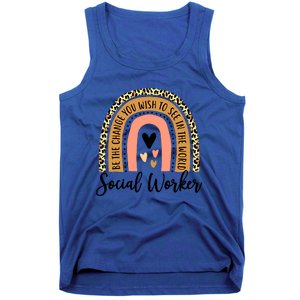 Social Worker Leopard Rainbow Funny Work Love Great Gift Tank Top