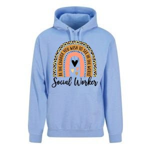 Social Worker Leopard Rainbow Funny Work Love Great Gift Unisex Surf Hoodie