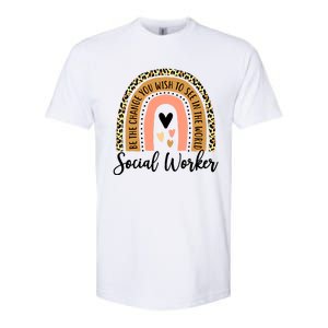 Social Worker Leopard Rainbow Funny Work Love Great Gift Softstyle CVC T-Shirt