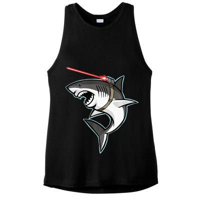 Shark with Laser Beam Premium Ladies PosiCharge Tri-Blend Wicking Tank