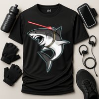 Shark with Laser Beam Premium Cooling Performance Crew T-Shirt