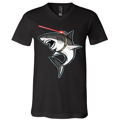 Shark with Laser Beam Premium V-Neck T-Shirt