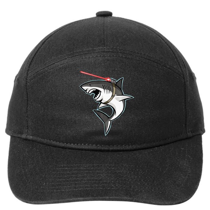 Shark with Laser Beam Premium 7-Panel Snapback Hat