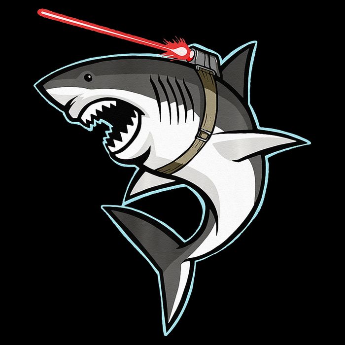 Shark with Laser Beam Premium 7-Panel Snapback Hat