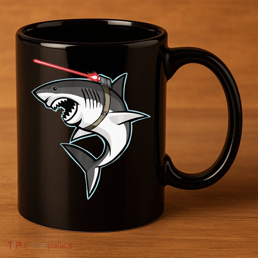 Shark with Laser Beam Premium 11oz C Handle Ceramic Mug