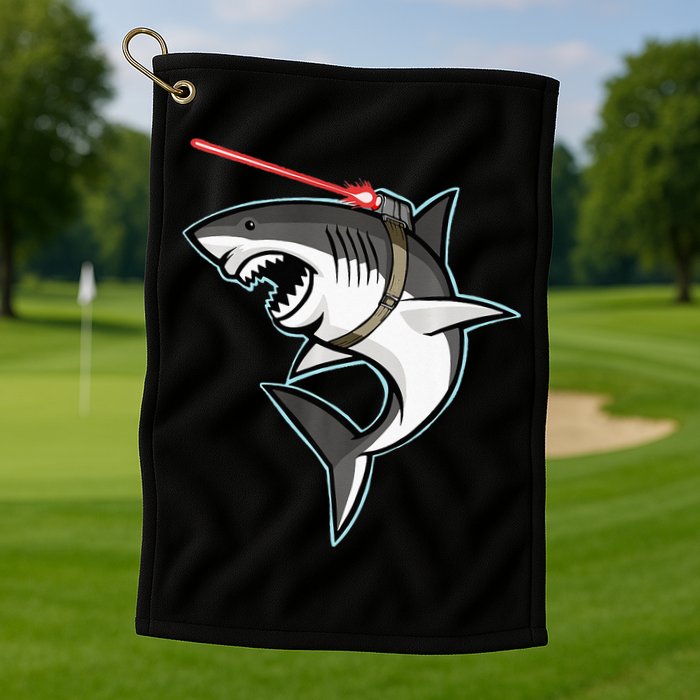 Shark with Laser Beam Premium Golf Towel