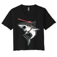 Shark with Laser Beam Premium Women's Crop Top Tee