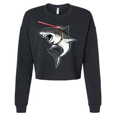 Shark with Laser Beam Premium Cropped Pullover Crew