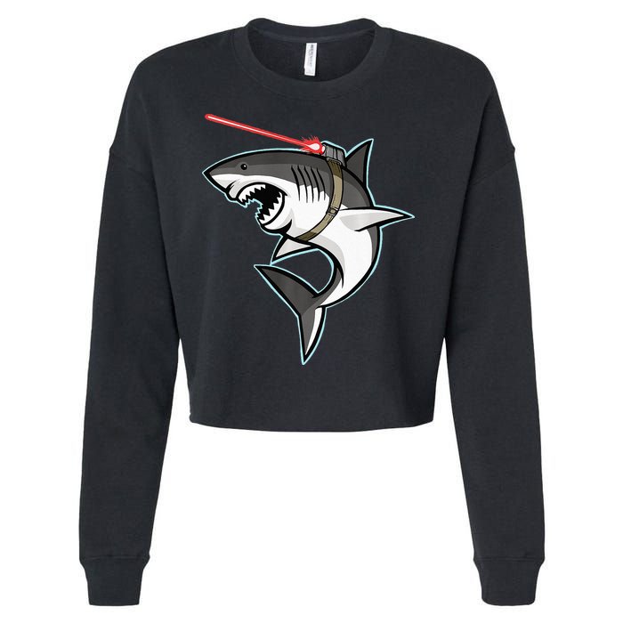 Shark with Laser Beam Premium Cropped Pullover Crew