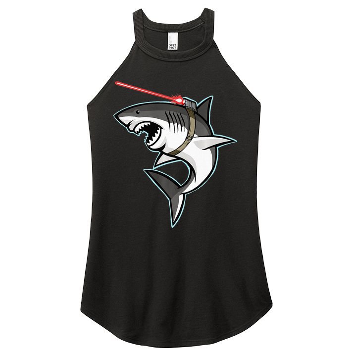 Shark with Laser Beam Premium Women's Perfect Tri Rocker Tank