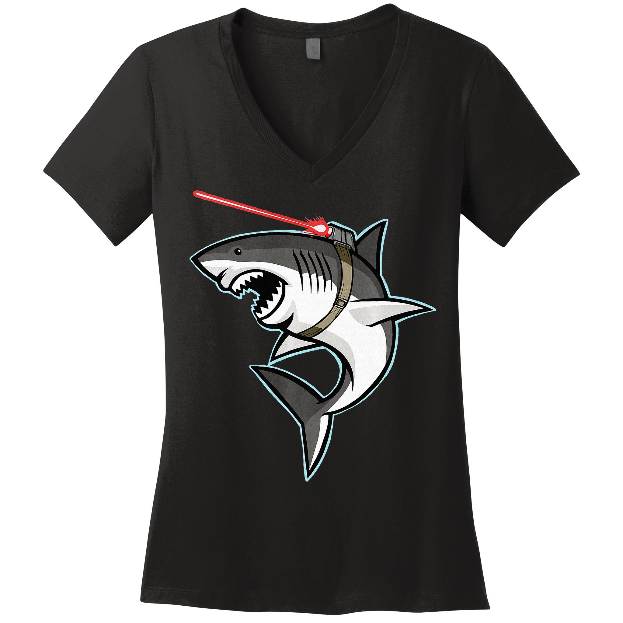 Shark with Laser Beam Premium Women's V-Neck T-Shirt