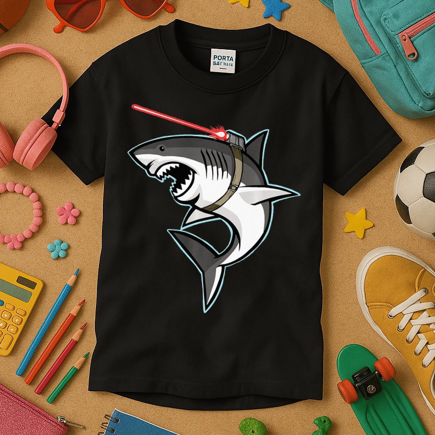 Shark with Laser Beam Premium Kids T-Shirt