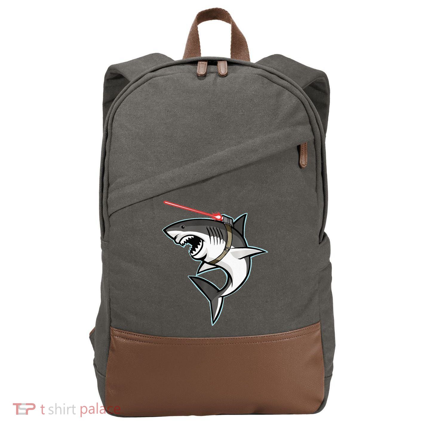 Shark with Laser Beam Premium Cotton Canvas Backpack