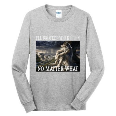 Sitting Wolf Literally Me Werewolf Ripping Meme Alpha Wolf Tall Long Sleeve T-Shirt