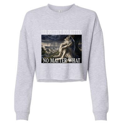 Sitting Wolf Literally Me Werewolf Ripping Meme Alpha Wolf Cropped Pullover Crew