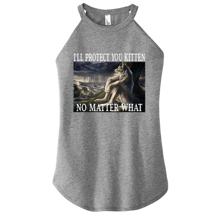 Sitting Wolf Literally Me Werewolf Ripping Meme Alpha Wolf Women's Perfect Tri Rocker Tank