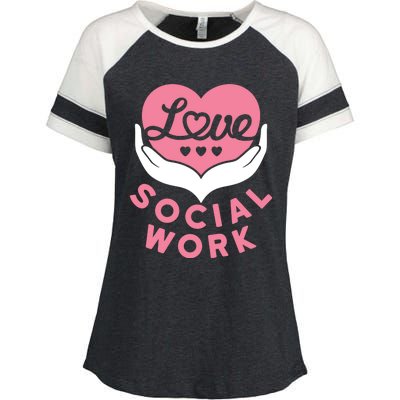 Social Worker Love Social Work Lcsw Heart Gift Funny Gift Enza Ladies Jersey Colorblock Tee