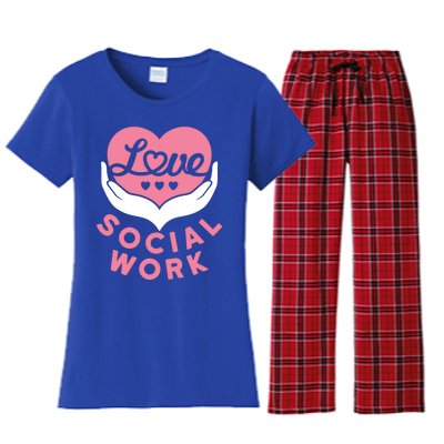 Social Worker Love Social Work Lcsw Heart Gift Funny Gift Women's Flannel Pajama Set