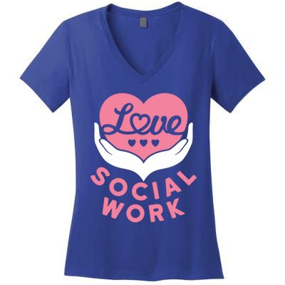 Social Worker Love Social Work Lcsw Heart Gift Funny Gift Women's V-Neck T-Shirt