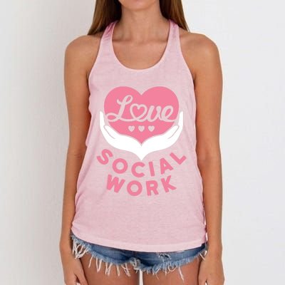 Social Worker Love Social Work Lcsw Heart Gift Funny Gift Women's Knotted Racerback Tank