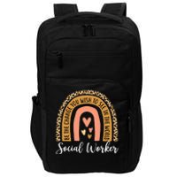 Social Worker Leopard Rainbow Funny Work Love Impact Tech Backpack