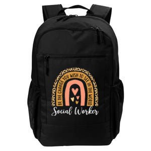 Social Worker Leopard Rainbow Funny Work Love Daily Commute Backpack