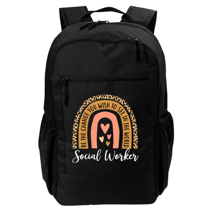 Social Worker Leopard Rainbow Funny Work Love Daily Commute Backpack