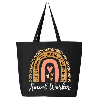 Social Worker Leopard Rainbow Funny Work Love 25L Jumbo Tote