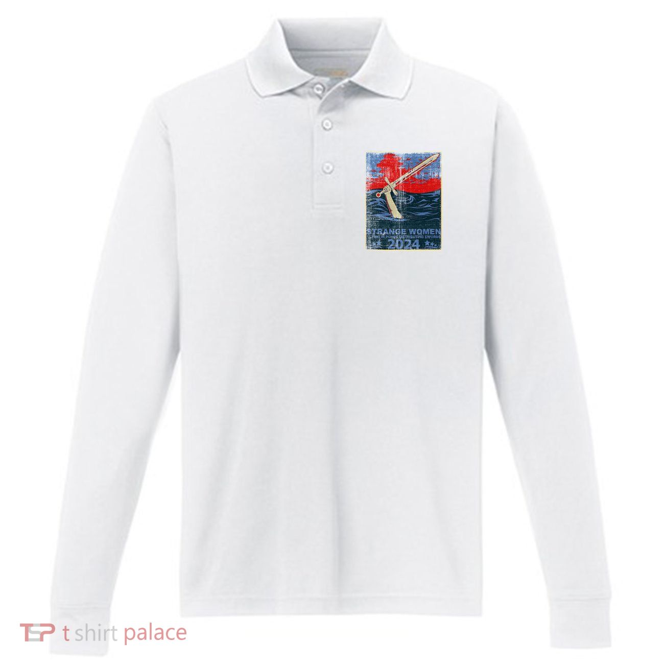Strange Women Lying In Ponds Distributing Swords Performance Long Sleeve Polo