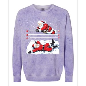 Santa Wrestling Lover Wrestler Christmas Xmas Pajama Gift Colorblast Crewneck Sweatshirt